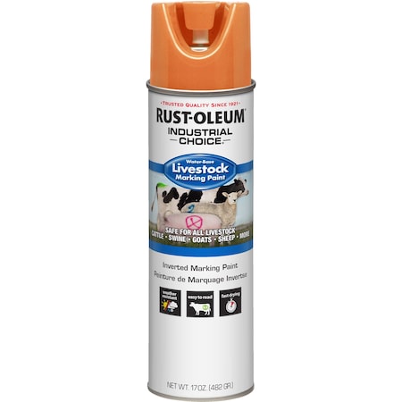 RUST-OLEUM Livestock Marking Paint, Fluorescent Orange, 17 oz 383006